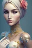 Placeholder: Seductive outfit, hijab portrait, 8k resolution, flower head and body, beautiful