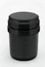 Placeholder: black container, plastic, realism, with screw lid, no labels, round container