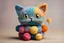 Placeholder: cute chibi knitted cat in colourful, soft cotton yarn balls in sunshine Weight:1 surrealism Salvador Dali matte background melting oil on canvas Weight:0.9