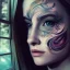 Placeholder: full face tattoo of an open window and forest view covers entire face and skin, 8k resolution, high-quality, fine-detail, intricate, digital art, detailed matte, volumetric lighting, illustration, octane render,