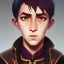 Placeholder: Portrait of a 9 year old warlock boy with enchanting eyes Nick Harris style