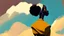 Placeholder: Design, African woman, oil painting, featureless, graphic, drawing without facial features, background, sky, traditional clothes, cartoon, looking left