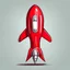 Placeholder: red rocket cartoon stylized