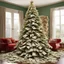 Placeholder: Weird Christmas Tree made entirely out of wads of rolled US paper currency, photorealistic, hyper detailed, sharp focus, HD max quality, concept art, by Cindy Sherman, background a suburban living room,