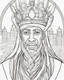 Placeholder: Outline art for coloring pages with mansa musa, white background, sketch style, only use black outline, white background, no shadows and well and clear outline