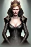 Placeholder: Cersei Lannister as evil queen in black leather, busty, cleavage, voluptuous, lena headay, angry, stern look. character design by cory loftis, fenghua zhong, ryohei hase, ismail inceoglu and ruan jia. unreal engine 5, artistic lighting, highly detailed, photorealistic, fantasy