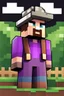 Placeholder: a profile picture of a purple Minecraft block face, cute, farmer clothes, 2d, large pixel style