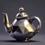 Placeholder: vector graphics 2d lowpoly shiny metallic spaceship warped teapot