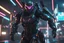 Placeholder: Cyber Machine in 4k realistic cg artstyle, ninja them, neon details, full body, apocalypse, intricate details, highly detailed, high details, detailed portrait, masterpiece,ultra detailed,best quality