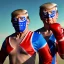 Placeholder: realistic image of donald trump as a mexican wrestling fighter posing outdoors, Mexican eyes wrestling mask, red and blue breeches, suspenders, retro style, 80s, vibrant color, highly detailed, sky background, concept art, unreal engine 5, god rays, ray tracing, RTX, lumen lighting, ultra detail, volumetric lighting, 3d, finely drawn, high definition, high resolution.