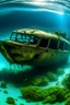 Placeholder: sunken ship on the ocean bottom with car wreck on it.
