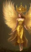 Placeholder: Angel with big wings and golden crown floating above the ground in the dark forestSorrow