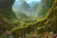 Placeholder: A beautiful and highly detailed oil painting of a secret valley deep in the mountains, ancient trees, lush plant growth, tall grass, flowers, intricate details, epic scale, insanely complex, rivendell, 8 k, sharp focus, hyper realism, fantasy landscape, psychedelic, by caspar friedrich and brian froud