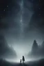 Placeholder: Мрак, протяженный путь стоит перед светловолосым мальчиком и звездным хитрым лисом, сквозь туман виднеются проблески звездного неба, указывающего дорогу двум путникам светловолосому мальчику и лису