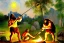 Placeholder: Impressionism, caveman holding a club, cave, cave bear, campfire, stone age, cave art, masterpiece, mellow, dawn, trending on artstation, fine detail, high quality, old,