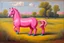 Placeholder: Big pink plastic toy horse.19th painting