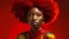 Placeholder: A black woman with red afro hair pose for a new Gucci Magazine Cover issue