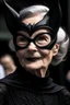 Placeholder: 70 year woman dressed as catwoman