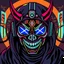 Placeholder: 8 bit pixelart cyberpunk,Hannya-Maske, Comic style