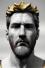 Placeholder: Ultra Realistic image, classical renaissance sculpture, white marble and gold material, Lionel Messi, emperor style, gold Laurel leaves crown, chisel style, waist up portrait, epic, celestial, cinematic lighting, God light, god rays, 4k resolution, smooth details, ornate details, soft lighting, unreal engine 5, sky background.