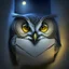 Placeholder: owl face in night with envelope in mouth