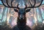 Placeholder: Shadow symbiote in 8k realistic anime e drawing style, human model, close picture, Deer them, neon crystal antlers deer, intricate details, highly detailed, high details, detailed portrait, masterpiece,ultra detailed, ultra quality