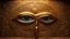 Placeholder: Egyptian motif, A metallic bas relief of the Eye of Horus on a wall surrounded by hieroglyphics well lit cinematic bright incandescent lighting