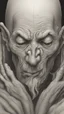 Placeholder: 𝙋𝙧𝙤𝙢𝙥𝙩 highly detailed graphite illustration, A surreal witch figure with exaggerated anatomical features, heavily wrinkled skin, and an intense, contemplative expression. bald head, thick eyebrows, long beard merge into swirling abstract shapes. Large, expressive hands, one covering the mouth and the other gripping the forehead tensely. Mysterious, introspective, dreamlike, somewhat dark fantasy. #𝙙𝙧𝙚art #prompt