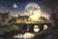 Placeholder: A Cotswold village, a brook, a bridge, Full moon, beautiful celestial sky, Milky Way, hyper-detailed art by Ivan Kramskoi. elegant intricate oil on canvas beautiful high detail award winning fantastic view crisp quality hdr