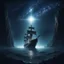 Placeholder: A ship under a shining star at the middle of abyss