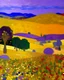 Placeholder: A violet desert near an oasis painted by Gustav Klimt