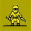 Placeholder: a pixel art-style, simple 64-bit Ninja with an yellow outfit