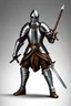 Placeholder: A knight in leather armor, with strategically placed metal armor, wielding a sword and a swordbreaker