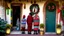 Placeholder: Setting: The scene unfolds at the entrance of a cozy Ethiopian home decorated for Christmas. The door is adorned with festive decorations such as twinkling lights, a wreath, and possibly traditional Ethiopian holiday decor. Characters: The three best friends consist of one woman and two men. They are all dressed in comfortable and stylish winter clothing with a touch of cultural elements. Activities: The friends are gathered by the door, engaging in lively conversation and laughter. They shar
