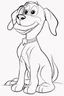 Placeholder: blank colouring book, white background, simple picture for toddlers, dog with one tail, disney and pixar style