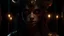 Placeholder: Transcendent being, jinn, with devil face, be a girl, scary, with mysterious eyes, full face, bust, real, high quality, 4k
