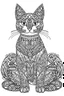 Placeholder: A simple coloring book mandala page drawing with thick black lines on a white background of a full length body of a kitten with no tail of the cat breed BORNEO BAY CAT in the minimalist style. No shading. No gray. No shadows. No color. This coloring book page would appeal to children aged sixteen through adults and have clean lines for a design that is easy to color. Style raw. Aspect ratio 9:11