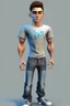 Placeholder: beautiful male 3d character for Animation big head lean body with tshirt and jeans