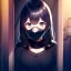 Placeholder: anime girl wearing a mask to hide from herself looking into a mirror