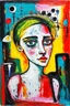 Placeholder: light consciousness; Symboliic neo-expressionism in the style of René Marcil with touches of the surrealism of Joan Miro