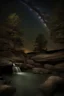 Placeholder: Night, trees, rocks, mountains, photography