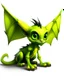 Placeholder: Flux P: a small gremlin, with large expressive yellow eyes and oversized ears that resemble bat wings. The creature has a vibrant green, slightly scaly skin, and a playful, mischievous expression. It sits in a dynamic pose, with a curled tail and pawed feet featuring sharp, claw-like toes. The background is minimalistic and bright white, emphasizing the creature's vivid colors. The lighting is soft and even, highlighting the detailed textures of the skin and the glossy shine of the eyes. The ove