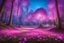 Placeholder: magic brightness tringle of light and bluebeam in a magic blue and pink lawn in a fairy forest, with lightness sky