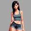 Placeholder: a pretty girl, skinny, relaxed, casual, tank top, digital art, stylised