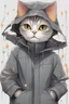 Placeholder: Quantum cat in the center on it raincoat