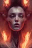 Placeholder: portrait photography of an ethereal beautiful animal goddess, Fire theme art, Dark moody night atmosphere, Portrait of a woman by Michelangelo, 8K, close-up face, anatomically perfect face, oak tree roots, ignore NSFW