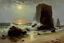 Placeholder: Amazing night, rocks, sea, waves, seashore, sand, cliffs, friedrich eckenfelder and ernest welvaert impressionism paintings