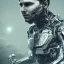 Placeholder: portrait face lionel messi, robot, argentina flag intricate, sci-fi, cyberpunk, future,