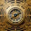 Placeholder: large crystal ornate square and round clock with a transparent body, wooden and black and gold, transparent, rococo, Artstation, intricate and meticulously detailed 8 k, ornate and jewels, bokeh background