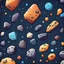 Placeholder: cartoon asteroids